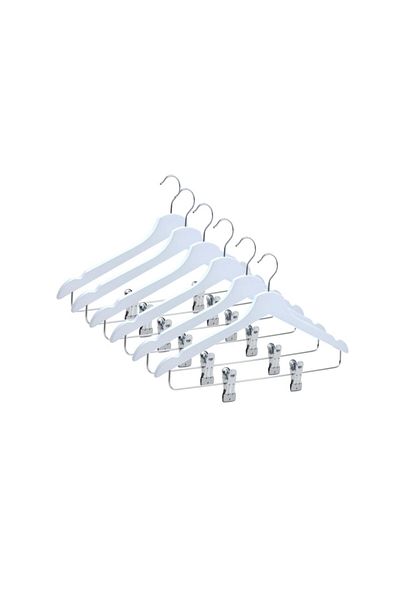 NYN Wooden Hanger with Pegs Shirt Skirt Hanger White Color 100 Pieces