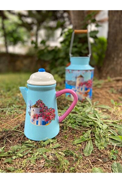 Handmadesign Kapaklı El Yapımı Seramik Sürahi Alaçatı Mavi Pembe Beyaz Yeldeğ...