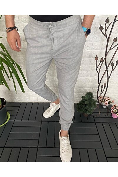Ser Joven Men's Slim Fit Light Gray Fabric Jogger Pants