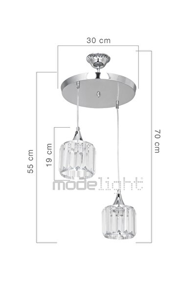 Modelight Aytaç Ikili Çember Avize Krom