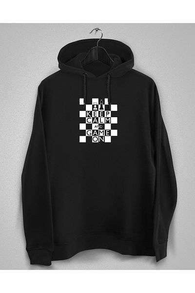 YEACHY Μαύρο Chess - Φούτερ με στάμπα σκακιού