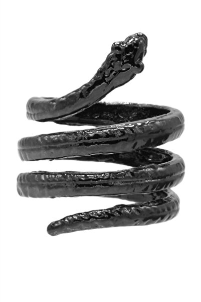 LABALABA Women's Anthracite Lacquer Plated Adjustable Wrapped Snake Form Ring