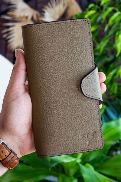 Garbalia Πορτοφόλι Unisex Portfolio από Γνήσιο Δερμάτινο Χακί Πράσινο Martha
