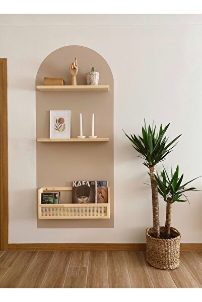 miera design Üçlü Masif Duvar Rafı