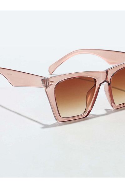 Goldmine Retro Square Cat Eye Uv400 Sunglasses Powder