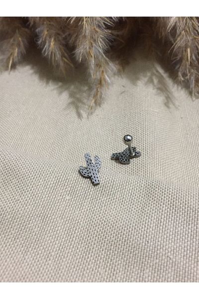 Jaida Moda 316l Surgical Steel Gray Cactus Figured Tragus, Cartilage, Helix 6mm Piercing