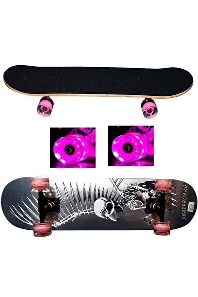 keufman Avessa Profesyonel Zımparalı Silikon Tekerli Işıklı Kaykay 80x20 Cm