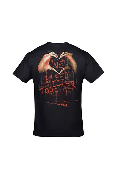 Orijin Tekstil United We Bleed Together Front Back Printed Unisex Black T-shirt