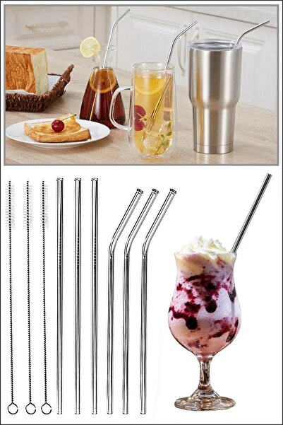 Kitchen Live 6'lı Paslanmaz Çelik Pipet Ve 3 Adet Temizleme Fırçası