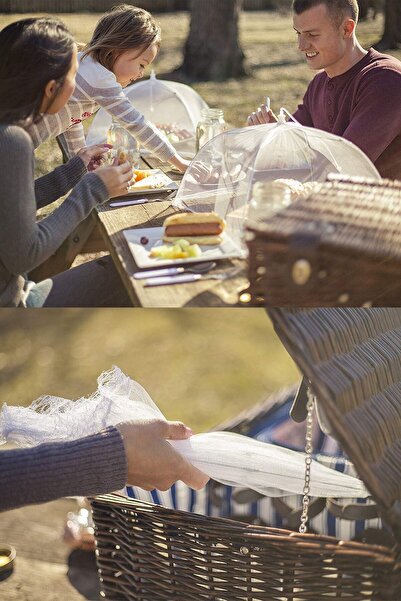 epazzar Büyük Boy Yemek Koruyucu Sineklik 4 Adet Beyaz