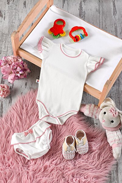 Salvia Dione | 2'li Kız Bebek Takım | Pembe | Çıtçıtlı Body Zıbın | Balon Kil...