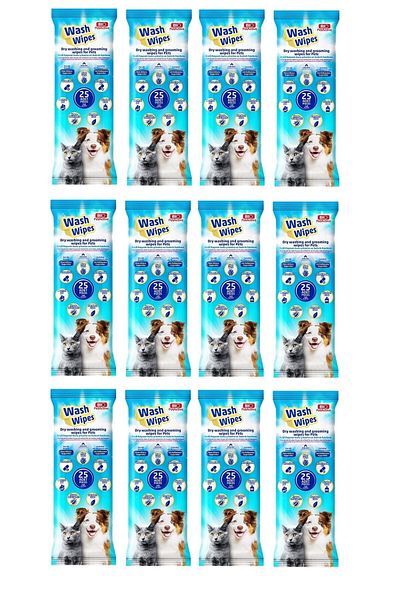 Bio PetActive 25 X 12 Wash Wipes - Dry Wash and Care Towels