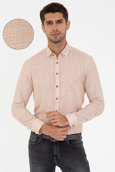 Pierre Cardin Κίτρινο ανδρικό πουκάμισο G021SZ004.000.997135