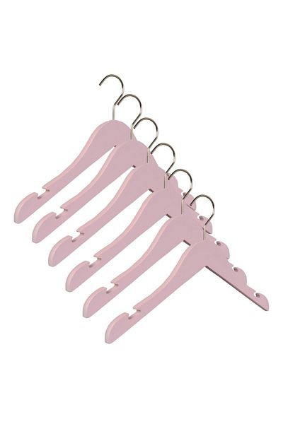 NYN Wooden 7-14 Years Old Young Children's Clothes Hanger Pink Color 100 Pieces