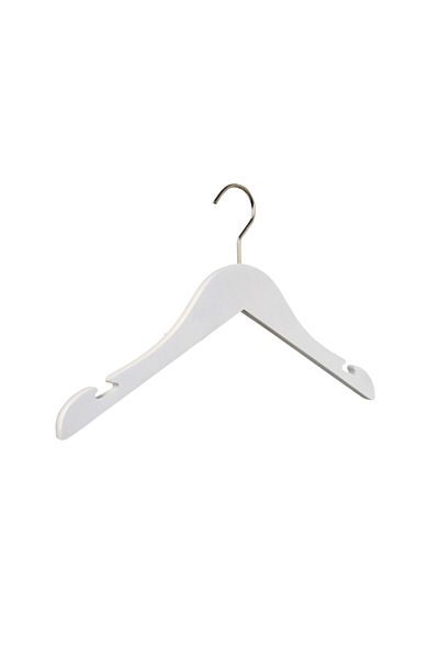 NYN Wooden 7-14 Years Old Young Children's Clothes Hanger White Color 6 Pieces