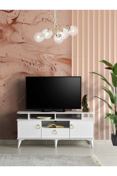 Venüs 130 Cm Mebran Kapak Raflı Tv Sehpası Beyaz