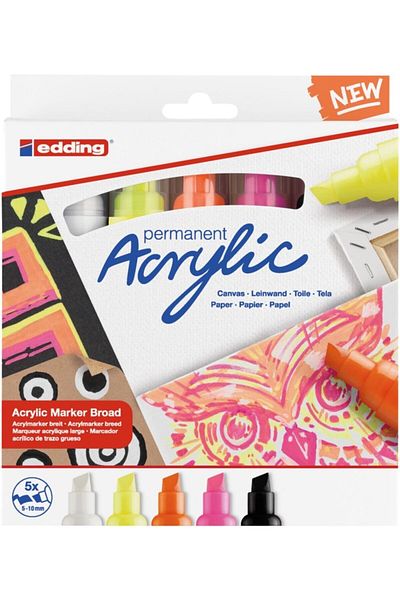 Edding Markers Pen Acrylic Thick Tip Set of 5 Highlighter