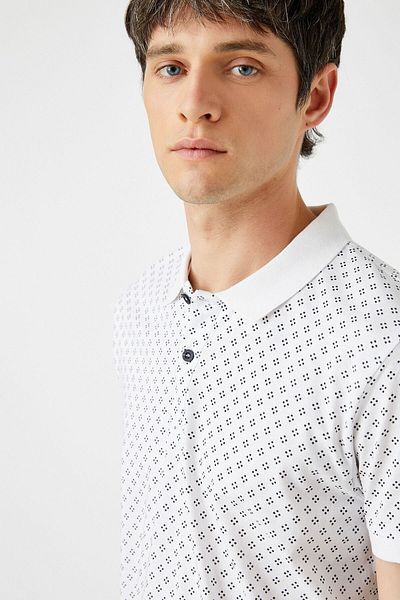 Koton Pánské bílé tričko Polo s výstřihem 1YAM11735LK