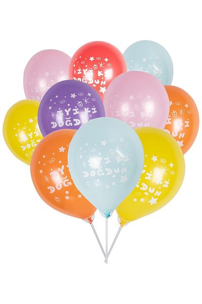 Kına Atölyesi Happy Birthday Balloon Mixed 10 Pieces