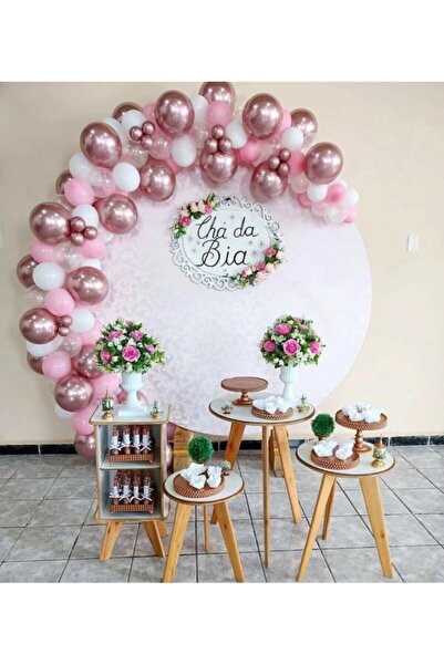 MERİ PARTİ Krom Pembe Pastel Balonlar Balon Zinciri
