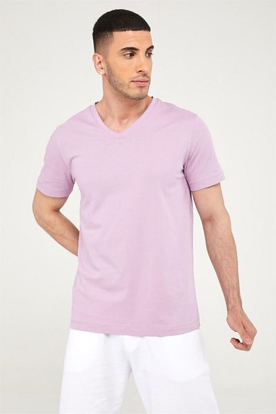 Seamoda Ανδρικό μπλουζάκι V-Neck Basic-λιλά