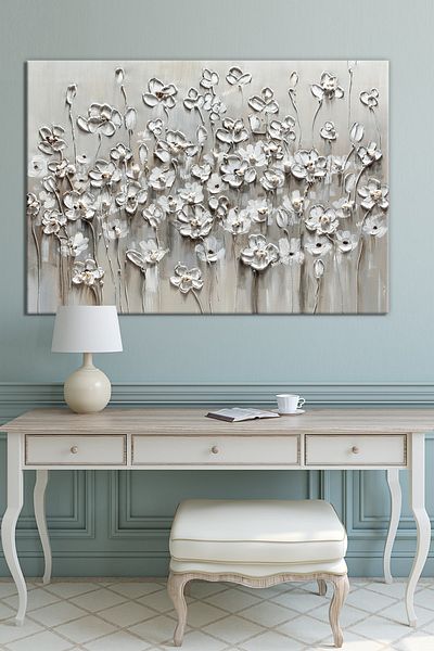 Morfil Sanat Atölyesi Διακοσμητικός πίνακας σε καμβά Cold Flowers