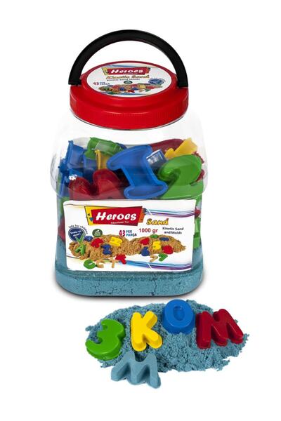 HEROES Kinetik Oyun Kumu Kum Pet Kutulu Harf Ve Rakamlar 1000 Gr Indigo