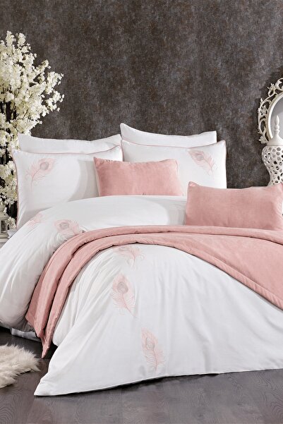 Minelya Home Collection طقم غطاء لحاف من القطن المطرز بمسحوق مزدوج ومغطى بطبق...