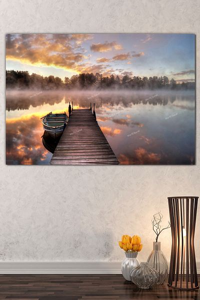Morfil Sanat Atölyesi Pictură pe pânză la apus de soare la lac