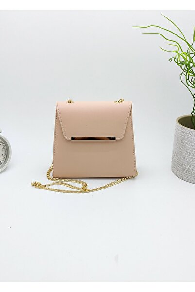 hyn tekstil aksesuar Kadın Pembe Zincirli Düz Çanta