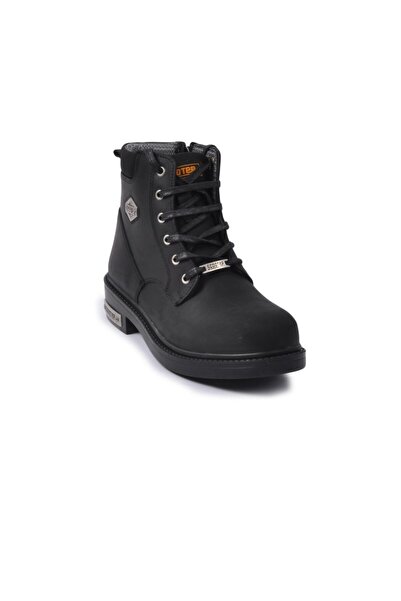 Scooter حذاء رجالي بسحاب من الجلد الطبيعي باللون الأسود من M 5121