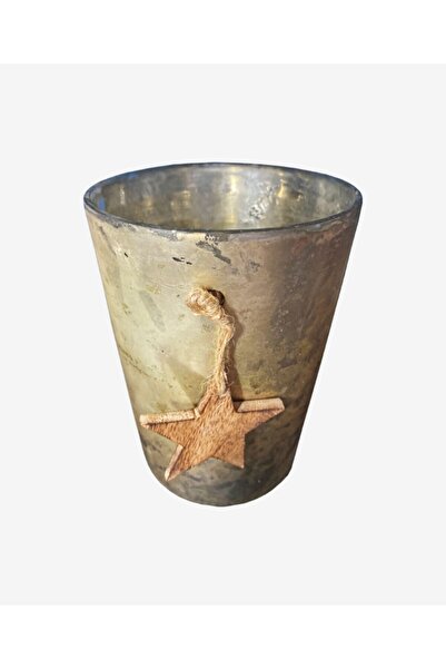 did homeware Antik Yıldızlı Dekoratif Mumluk Cam Vazo