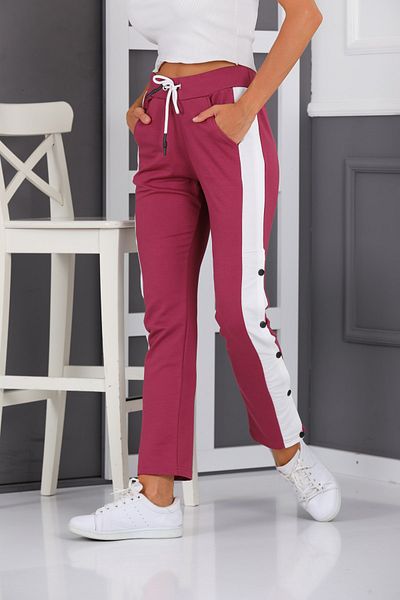WestBound Pantaloni de sport alb bordeaux, cu deschidere laterală, cu picioare largi Pantaloni de damă