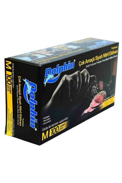 Dolphin Dolphın Çok Amaçlı Nitril Siyah M Beden Eldiven Gıdaya Uyumlu 2 Adet