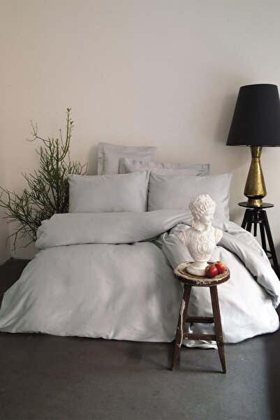 İssimo Home Simply Gri King Size Pamuk Saten Nevresim Takımı