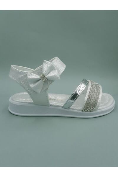 owwox club Сребърни сандали за момичета с камъни