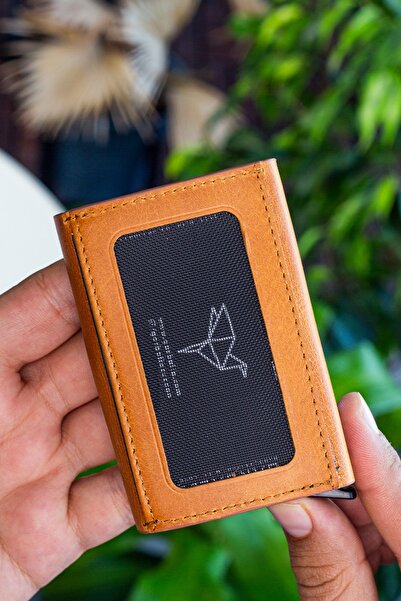 Garbalia Smokey Genuine Leather Mechanism Drawstring Crazy Mustard Yellow Card Holder Wallet