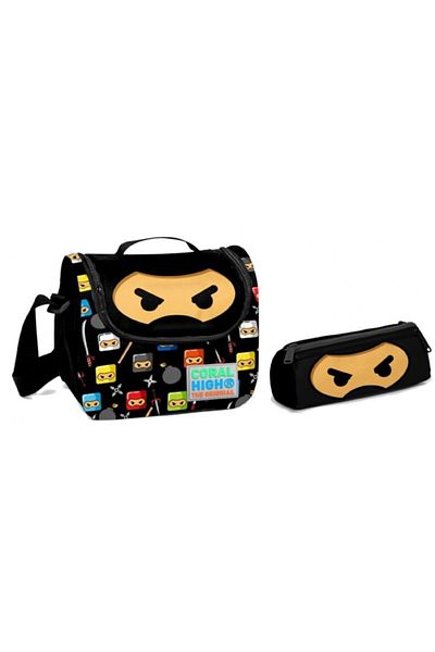 Coral High Set de prânz și suport pentru stilou pentru băiat Ninja negru