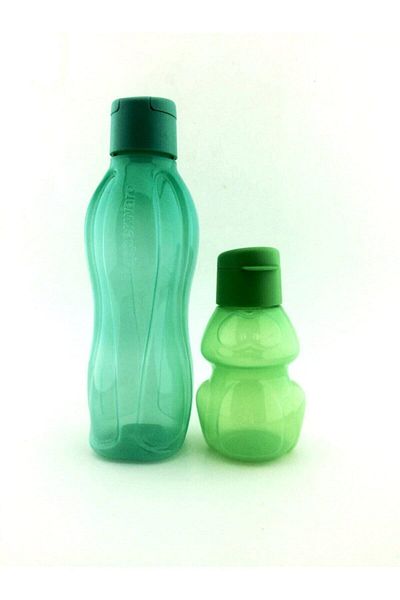 Tupperware Green Eco Bottle and Frog - 750ml and 350ml Set of 2