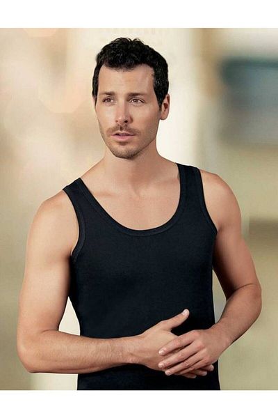 Şahinler Μαύρο Χοντρό λουράκι U-Neck Classic Athlete 6 τεμαχίων Me005