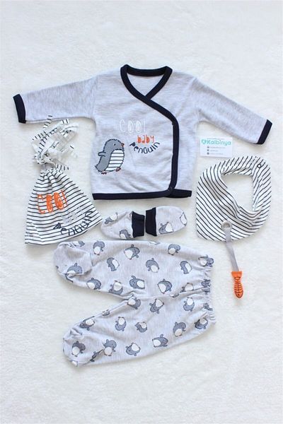 Necix's Gray 5-Piece Cool Baby Penguin Newborn Set