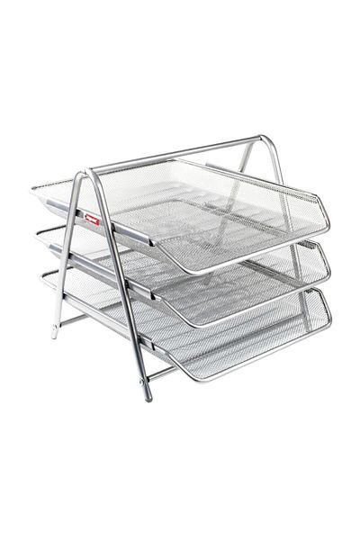 Bigpoint Metal Perforated Document Shelf 3 Pieces Silver