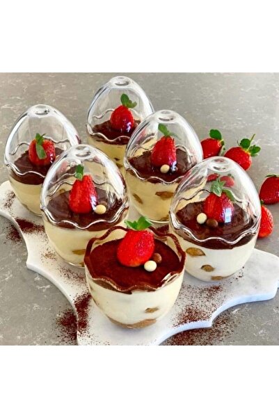 Alegre Glass طقم أوعية تقديم زجاجية على شكل بيضة مكونة من 6 قطع 9.5×14 سم