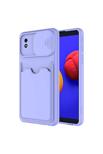 Fibaks Galaxy A01 Core Kılıf Slayt Sürgülü Kamera Korumalı Arkası Kartlıklı K...