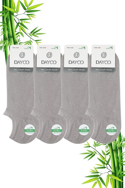 DAYCO Premium Bamboo Sneakers Invisible Sports Socks 4 τμχ Πέτρα/Γκρι