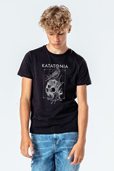 QIVI Unisex dečija majica sa crnom lubanjom i metalnom muzikom Štampano