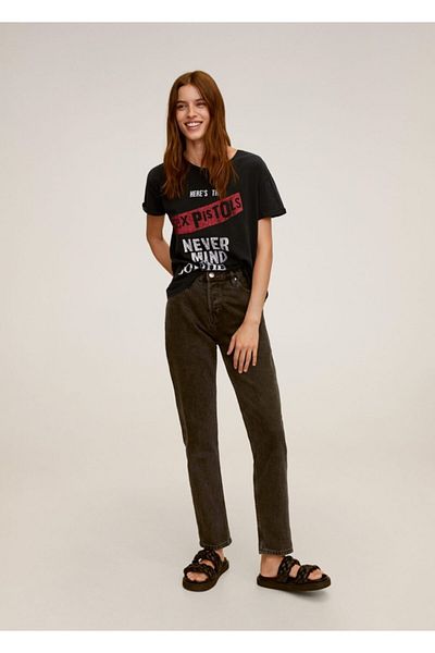 MANGO Woman Tricou negru pentru femei 67019211