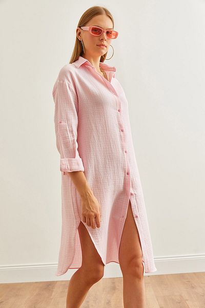 Olalook Candy Pink muszlin ingruha - ovális oldalsó hasíték ELB- 19002243