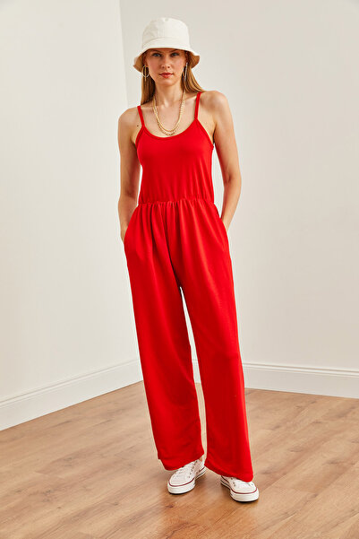 Olalook Red Strappy Soft Jumpsuit - Elastic Waist TLM- 19000155