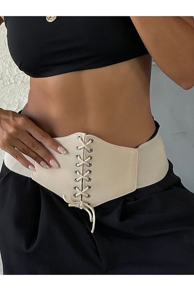 Fiori Curea elastică pentru corset pentru femei - cu detaliu de dantelă, pentru haină, rochie și cămașă